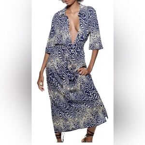 Zara | Dresses | Zara Flowy Neckline Printed Dress | Poshmark